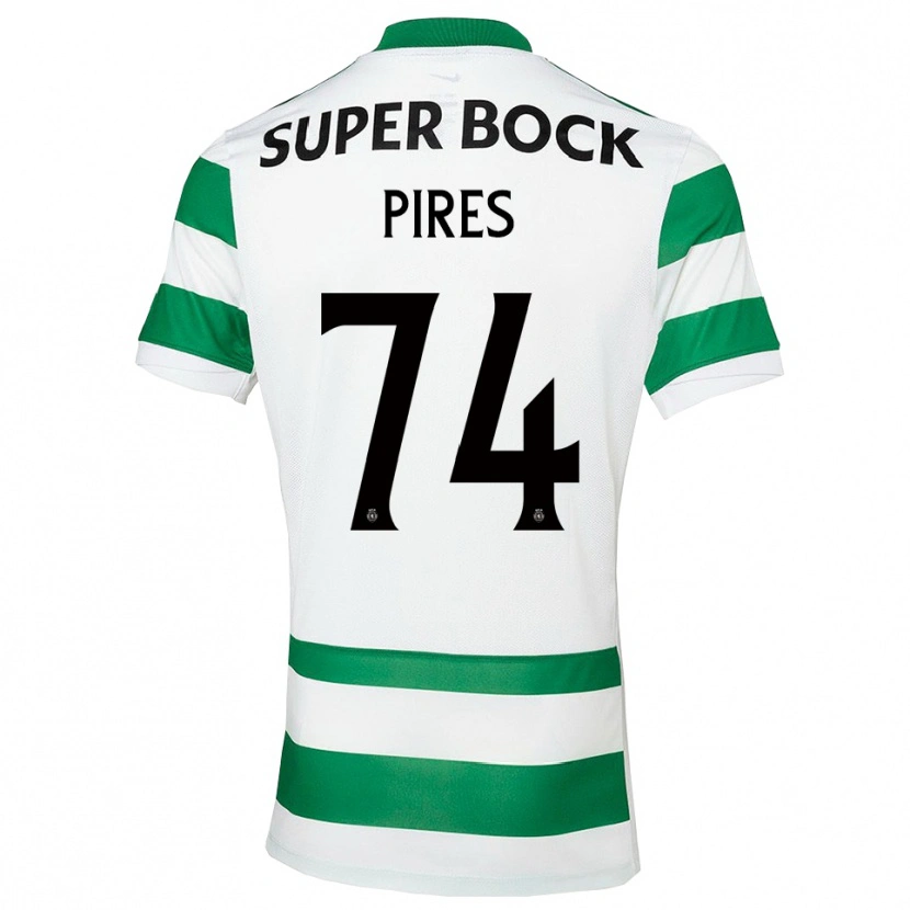 Danxen Criança Camisola Guilherme Pires #74 Verde Branco Principal 2025/26 Camisa