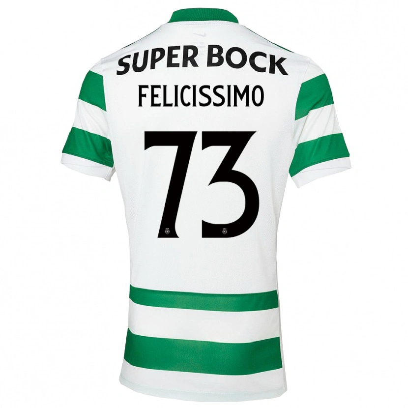 Danxen Criança Camisola Eduardo Felicíssimo #73 Verde Branco Principal 2025/26 Camisa