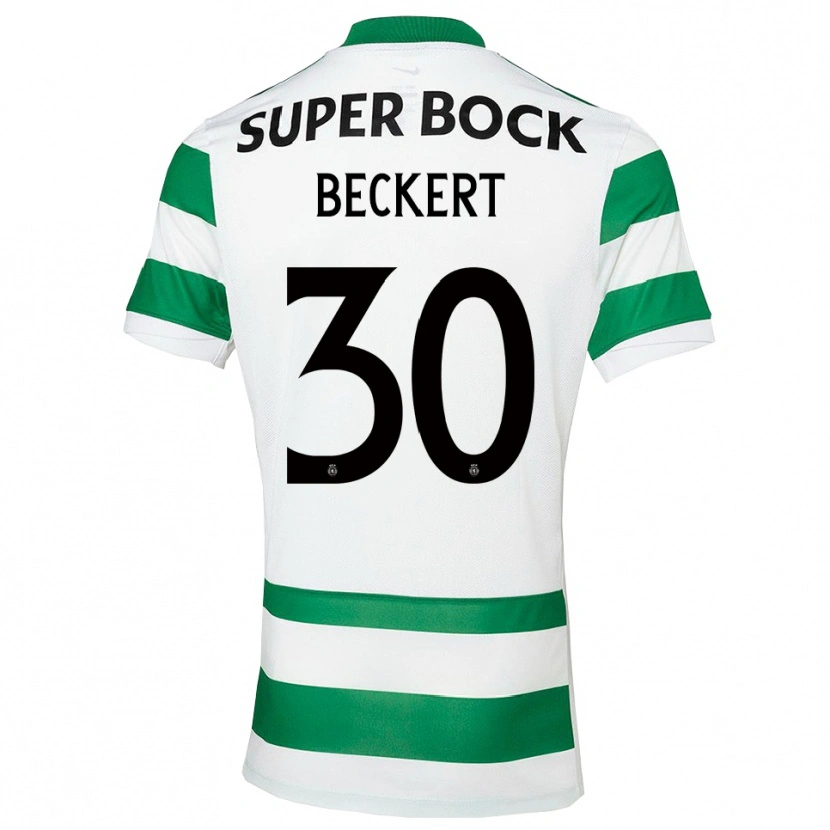 Danxen Criança Camisola Carolina Beckert #30 Verde Branco Principal 2025/26 Camisa
