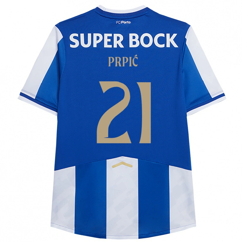 Danxen Criança Camisola Dominik Prpić #21 Azul Branco Principal 2025/26 Camisa