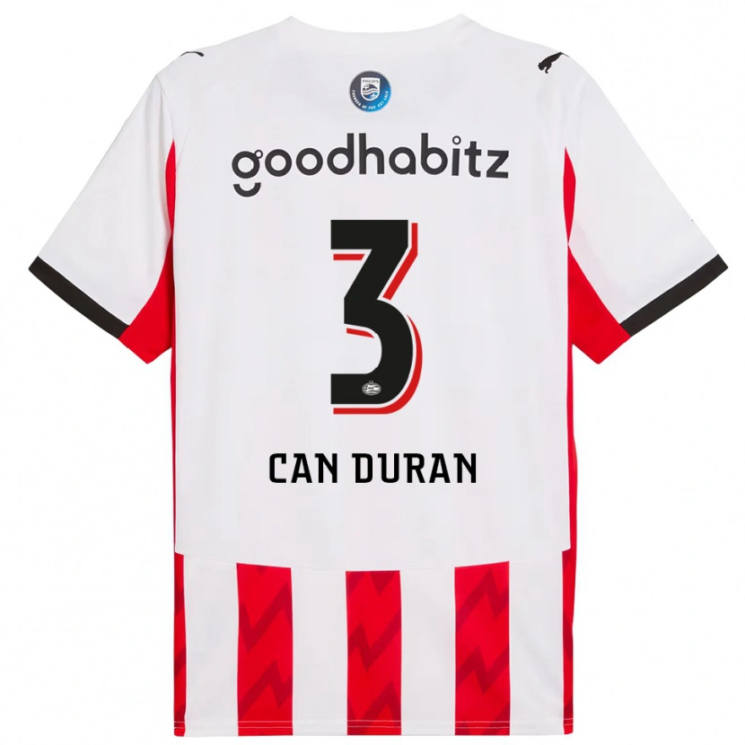 Danxen Criança Camisola Emre Can Duran #3 Vermelho Branco Principal 2025/26 Camisa