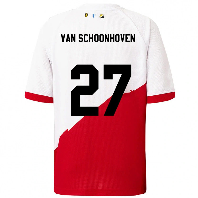 Danxen Criança Camisola Nurija Van Schoonhoven #27 Branco Vermelho Principal 2025/26 Camisa