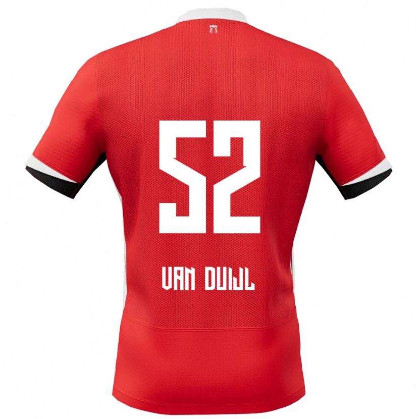 Danxen Criança Camisola Billy Van Duijl #52 Vermelho Branco Principal 2025/26 Camisa