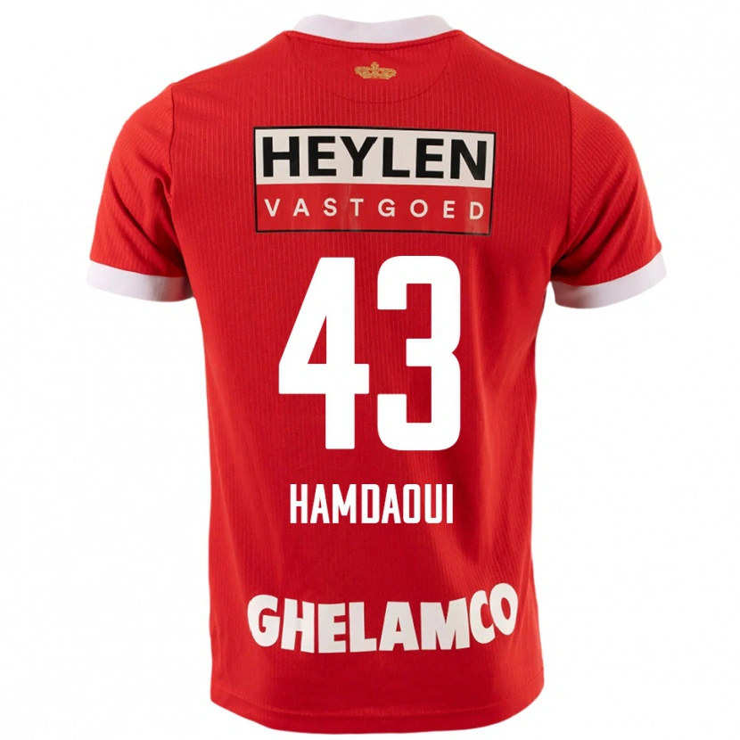 Danxen Criança Camisola Youssef Hamdaoui #43 Vermelho Branco Principal 2025/26 Camisa