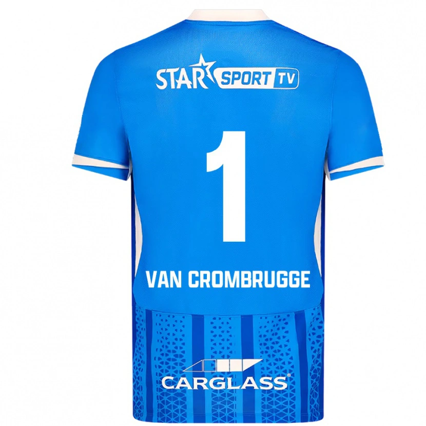 Danxen Criança Camisola Hendrik Van Crombrugge #1 Azul Branco Principal 2025/26 Camisa