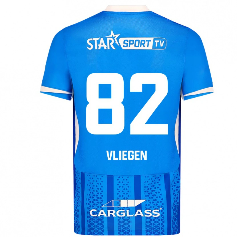 Danxen Criança Camisola Olivier Vliegen #82 Azul Branco Principal 2025/26 Camisa