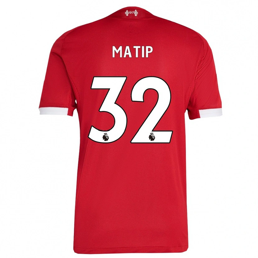 Danxen Criança Camisola Joel Matip #32 Vermelho Branco Principal 2025/26 Camisa