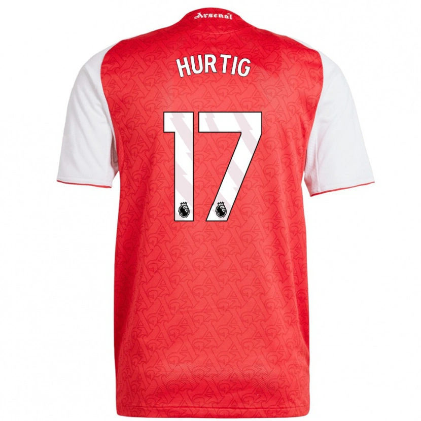 Danxen Criança Camisola Lina Hurtig #17 Vermelho Branco Principal 2025/26 Camisa
