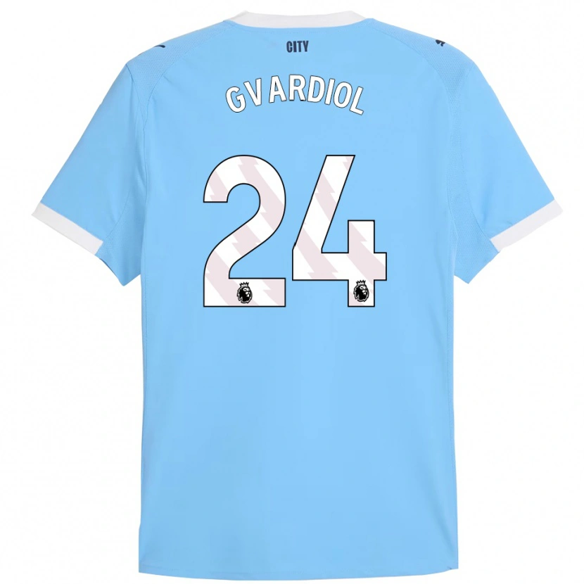 Danxen Criança Camisola Josko Gvardiol #24 Azul Celeste Branco Principal 2025/26 Camisa