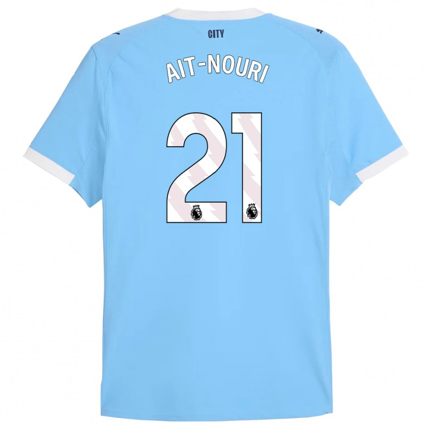 Danxen Criança Camisola Rayan Aït-Nouri #21 Azul Celeste Branco Principal 2025/26 Camisa
