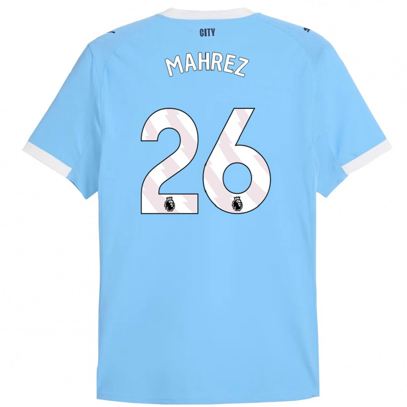 Danxen Criança Camisola Riyad Mahrez #26 Azul Celeste Branco Principal 2025/26 Camisa