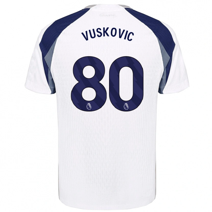 Danxen Criança Camisola Luka Vuskovic #80 Branco Marinho Principal 2025/26 Camisa