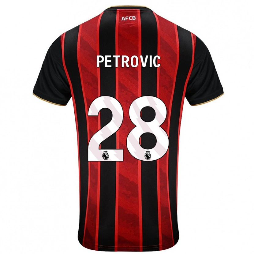 Danxen Criança Camisola Djordje Petrovic #28 Vermelho Preto Principal 2025/26 Camisa