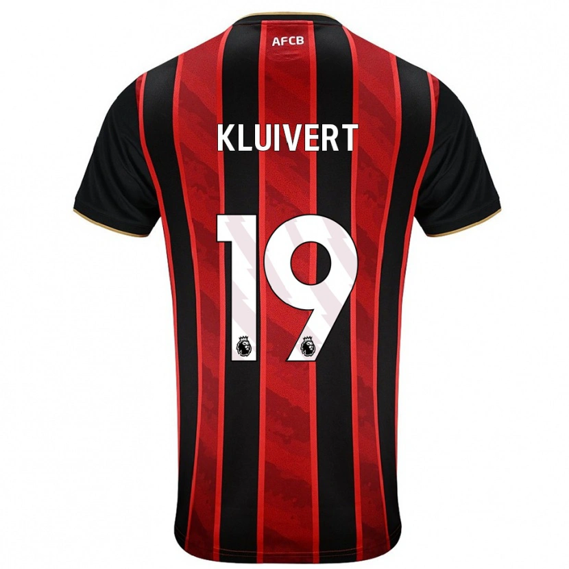 Danxen Criança Camisola Justin Kluivert #19 Vermelho Preto Principal 2025/26 Camisa