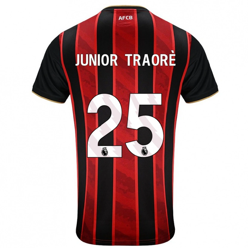 Danxen Criança Camisola Hamed Junior Traoré #25 Vermelho Preto Principal 2025/26 Camisa