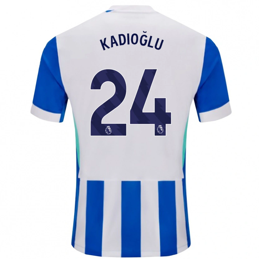 Danxen Criança Camisola Ferdi Kadıoğlu #24 Azul Branco Principal 2025/26 Camisa