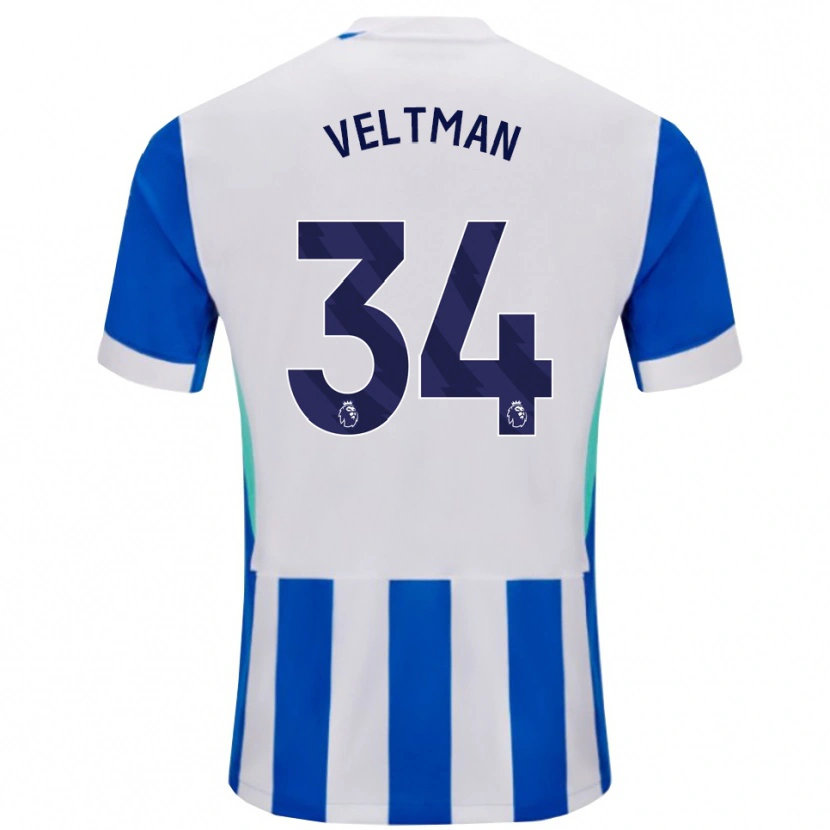 Danxen Criança Camisola Joël Veltman #34 Azul Branco Principal 2025/26 Camisa