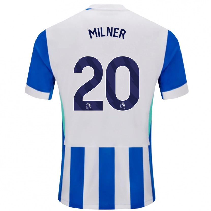 Danxen Criança Camisola James Milner #20 Azul Branco Principal 2025/26 Camisa