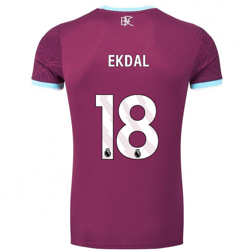 Danxen Criança Camisola Hjalmar Ekdal #18 Borgonha Azul Celeste Principal 2025/26 Camisa