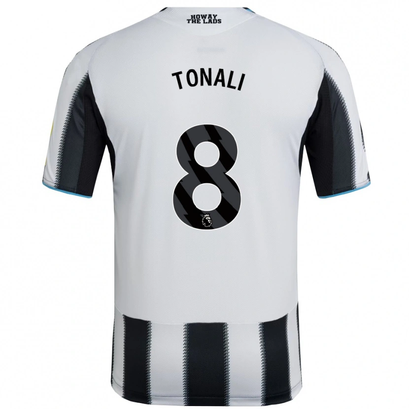 Danxen Criança Camisola Sandro Tonali #8 Preto Branco Principal 2025/26 Camisa