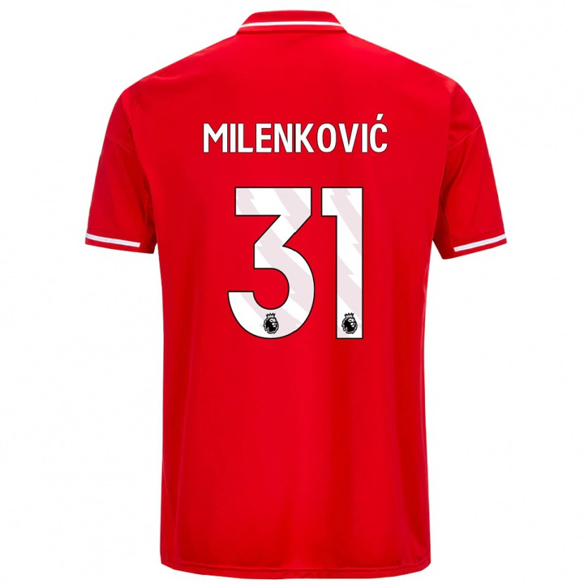 Danxen Criança Camisola Nikola Milenković #31 Vermelho Branco Principal 2025/26 Camisa
