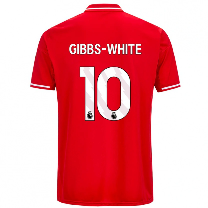 Danxen Criança Camisola Morgan Gibbs-White #10 Vermelho Branco Principal 2025/26 Camisa