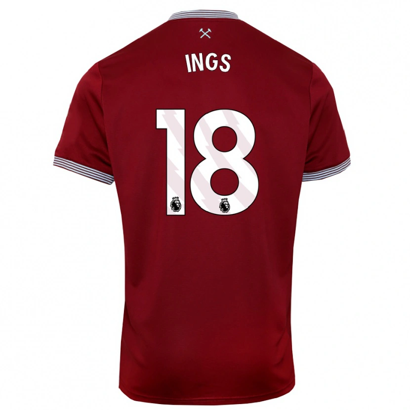 Danxen Criança Camisola Danny Ings #18 Borgonha Branco Principal 2025/26 Camisa