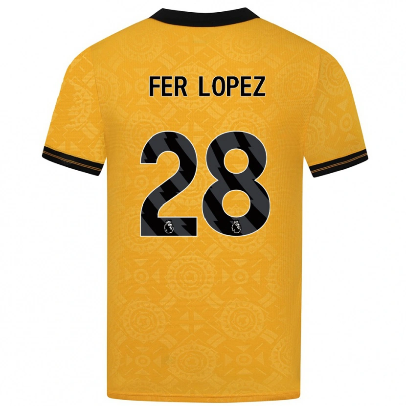 Danxen Criança Camisola Fer López #28 Amarelo Preto Principal 2025/26 Camisa