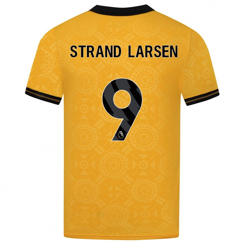 Danxen Criança Camisola Jørgen Strand Larsen #9 Amarelo Preto Principal 2025/26 Camisa