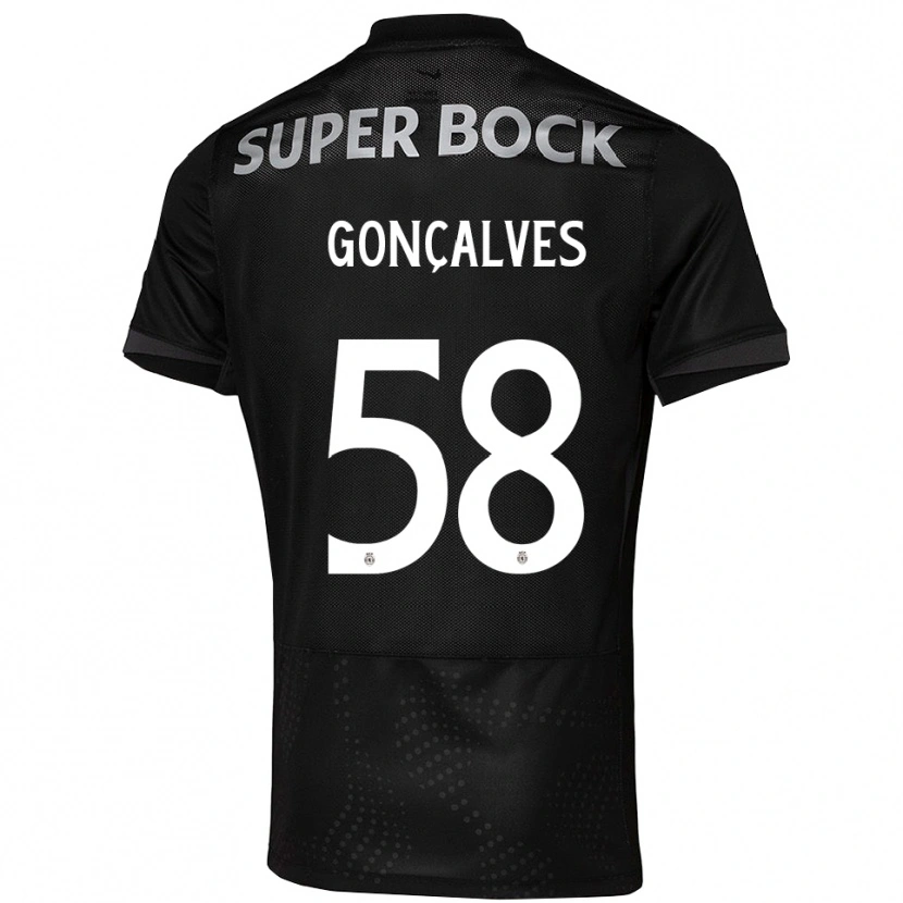 Danxen Criança Camisola Flávio Gonçalves #58 Preto Branco Alternativa 2025/26 Camisa