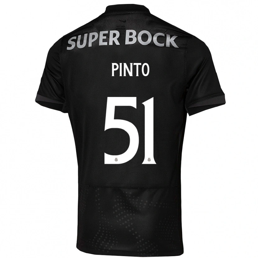 Danxen Criança Camisola Diogo Pinto #51 Preto Branco Alternativa 2025/26 Camisa
