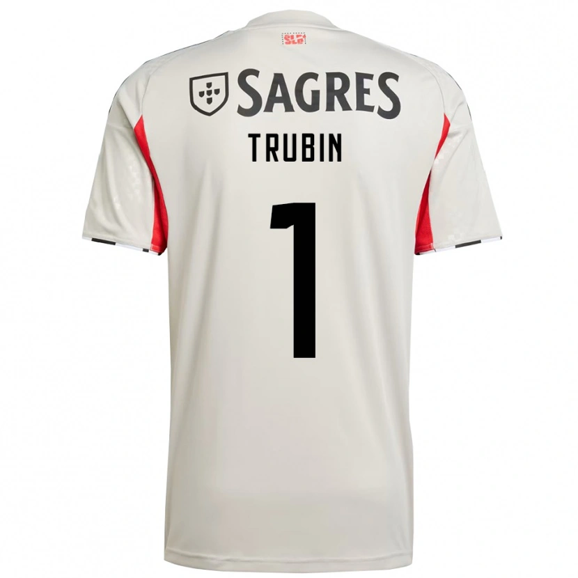 Danxen Criança Camisola Anatoliy Trubin #1 Branco Sujo Vermelho Alternativa 2025/26 Camisa