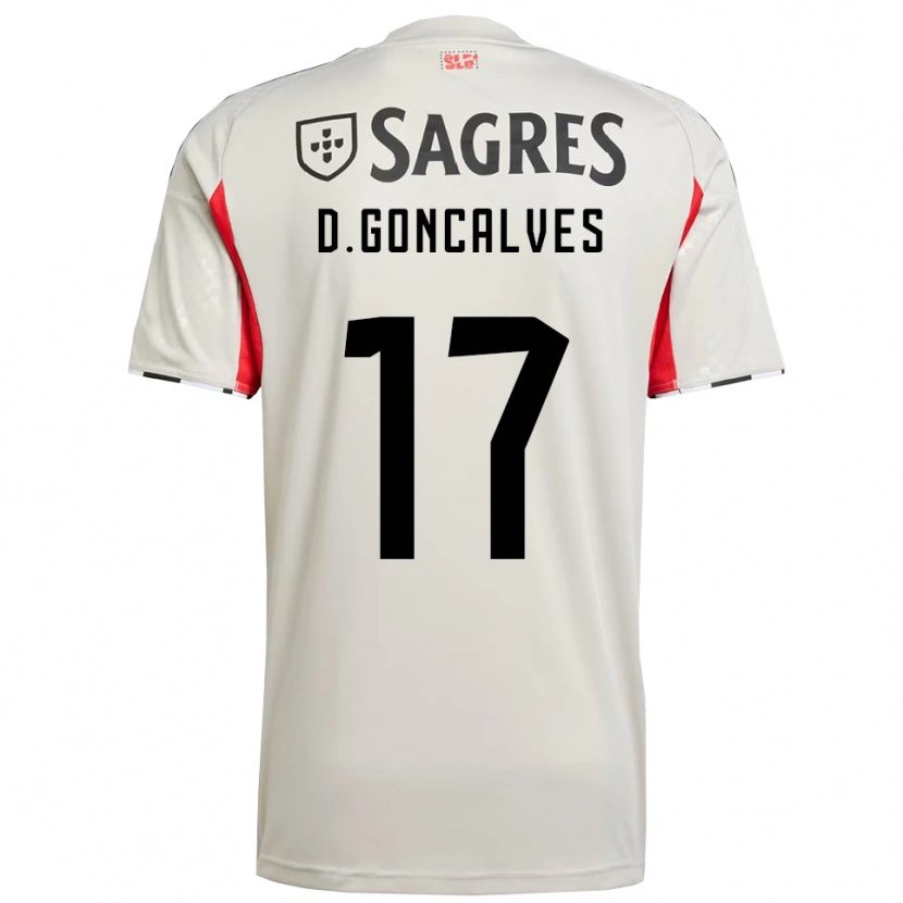 Danxen Criança Camisola Diogo Goncalves #17 Branco Sujo Vermelho Alternativa 2025/26 Camisa