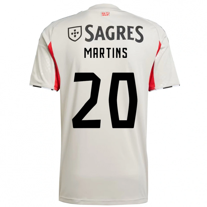 Danxen Criança Camisola Lara Martins #20 Branco Sujo Vermelho Alternativa 2025/26 Camisa