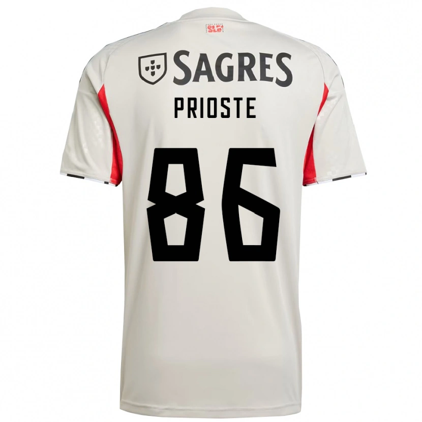 Danxen Criança Camisola Diogo Prioste #86 Branco Sujo Vermelho Alternativa 2025/26 Camisa
