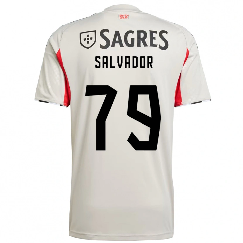 Danxen Criança Camisola Marta Salvador #79 Branco Sujo Vermelho Alternativa 2025/26 Camisa