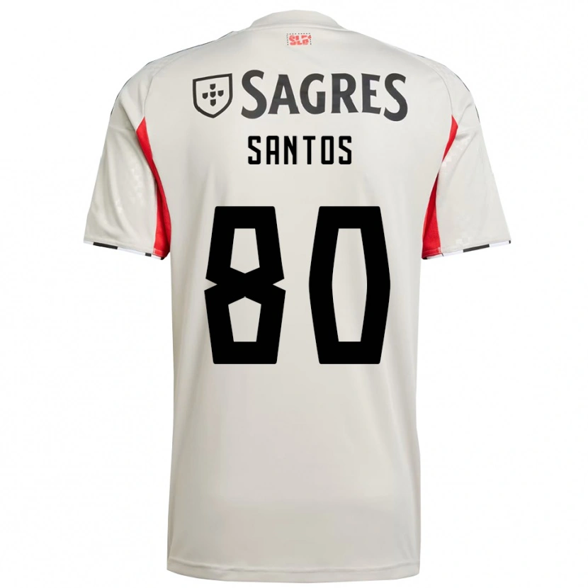 Danxen Criança Camisola Pedro Santos #80 Branco Sujo Vermelho Alternativa 2025/26 Camisa