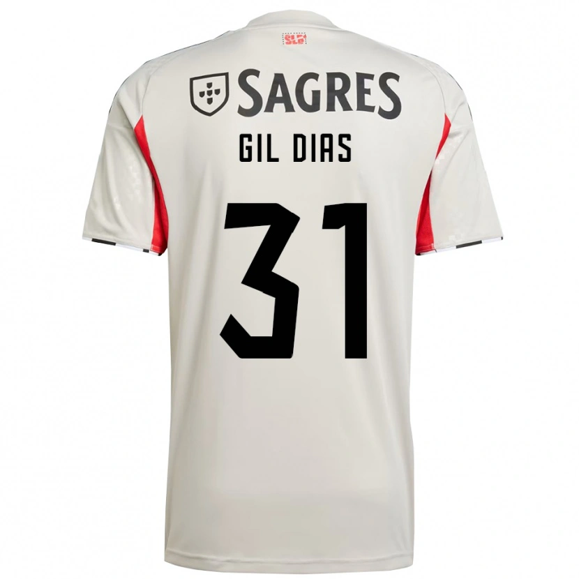 Danxen Criança Camisola Gil Dias #31 Branco Sujo Vermelho Alternativa 2025/26 Camisa