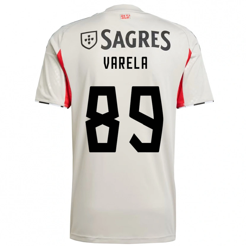 Danxen Criança Camisola Gustavo Varela #89 Branco Sujo Vermelho Alternativa 2025/26 Camisa