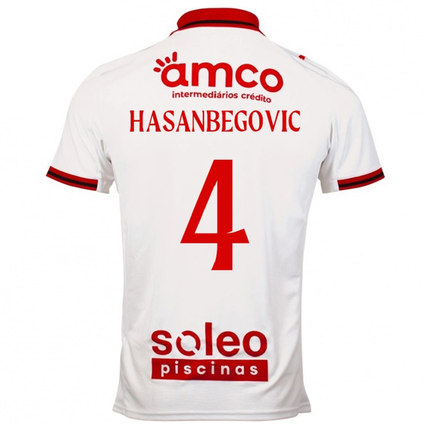 Danxen Criança Camisola Melisa Hasanbegović #4 Branco Vermelho Alternativa 2025/26 Camisa