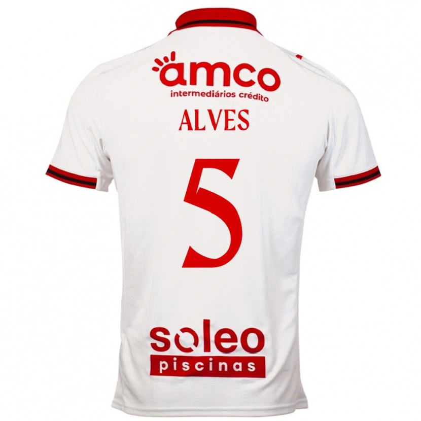 Danxen Criança Camisola Eduardo Alves #5 Branco Vermelho Alternativa 2025/26 Camisa