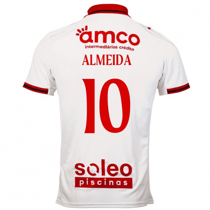 Danxen Criança Camisola Vitória Almeida #10 Branco Vermelho Alternativa 2025/26 Camisa