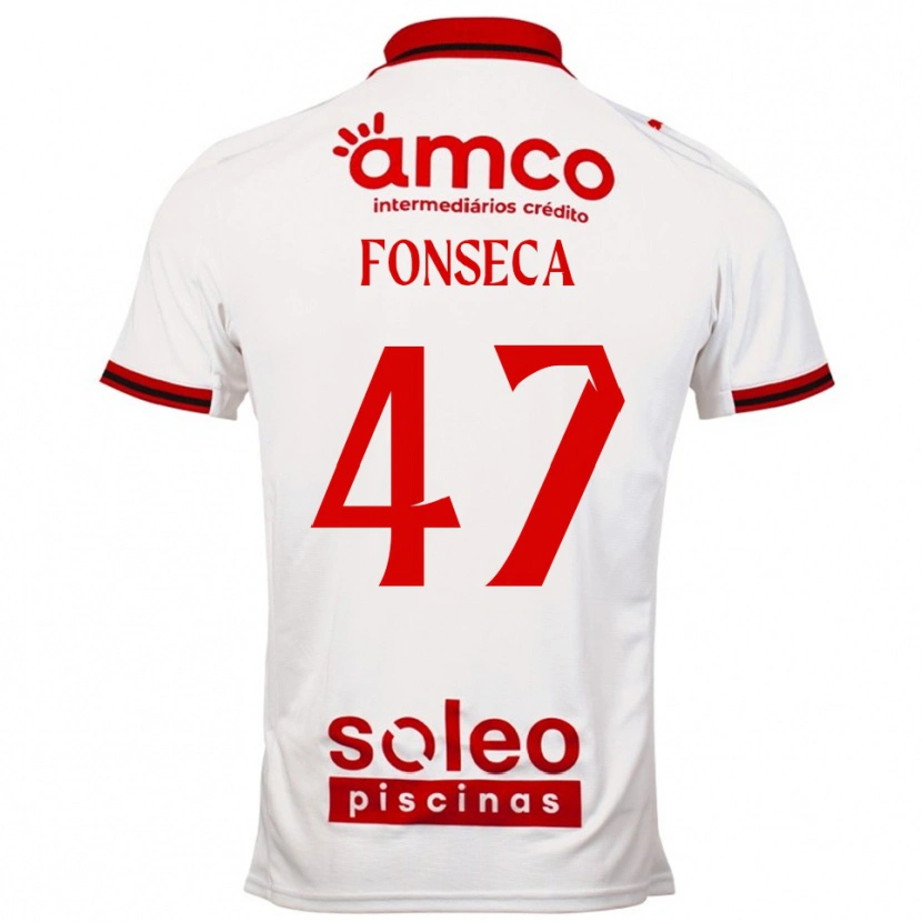Danxen Criança Camisola Diogo Fonseca #47 Branco Vermelho Alternativa 2025/26 Camisa