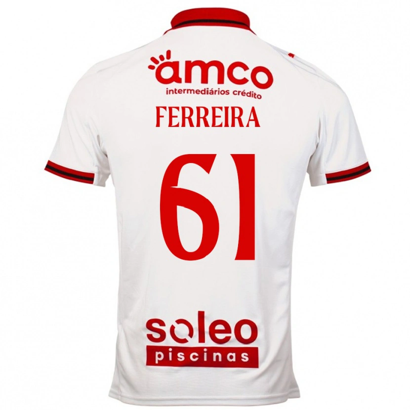 Danxen Criança Camisola Tiago Ferreira #61 Branco Vermelho Alternativa 2025/26 Camisa