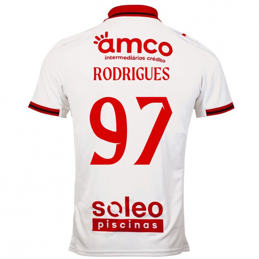 Danxen Criança Camisola Dinis Rodrigues #97 Branco Vermelho Alternativa 2025/26 Camisa