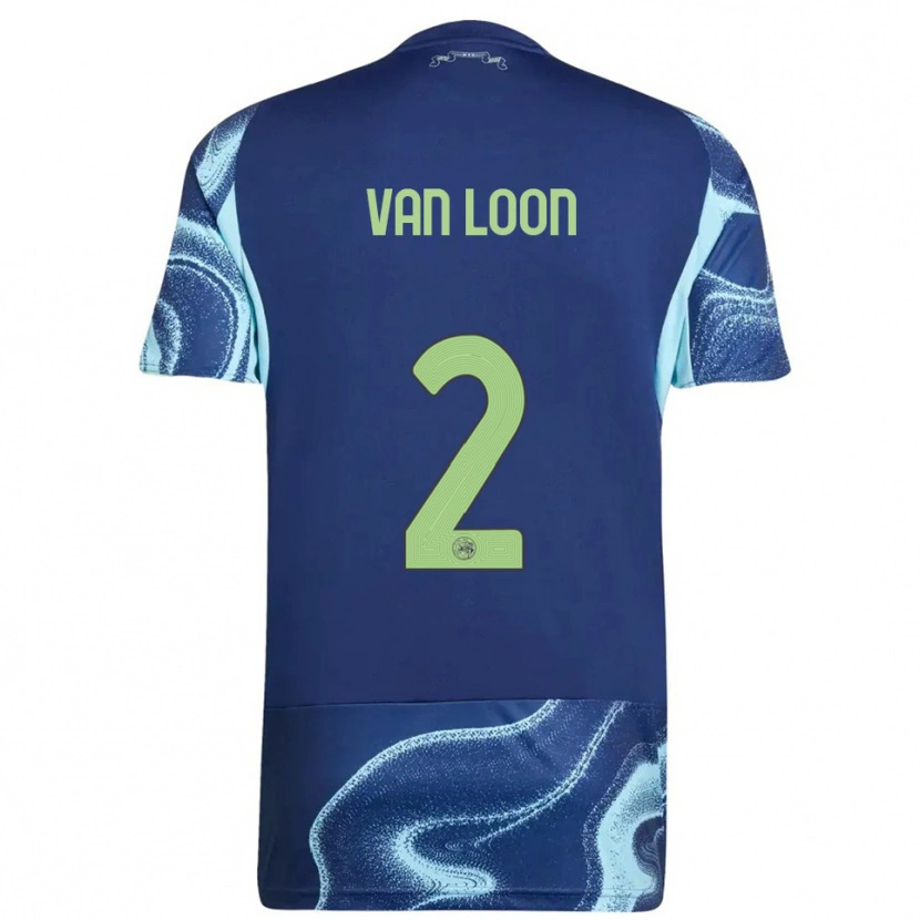 Danxen Criança Camisola Gerain Van Loon #2 Marinho Azul Celeste Alternativa 2025/26 Camisa