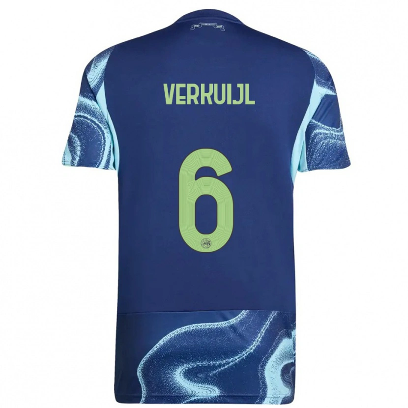 Danxen Criança Camisola Mark Verkuijl #6 Marinho Azul Celeste Alternativa 2025/26 Camisa