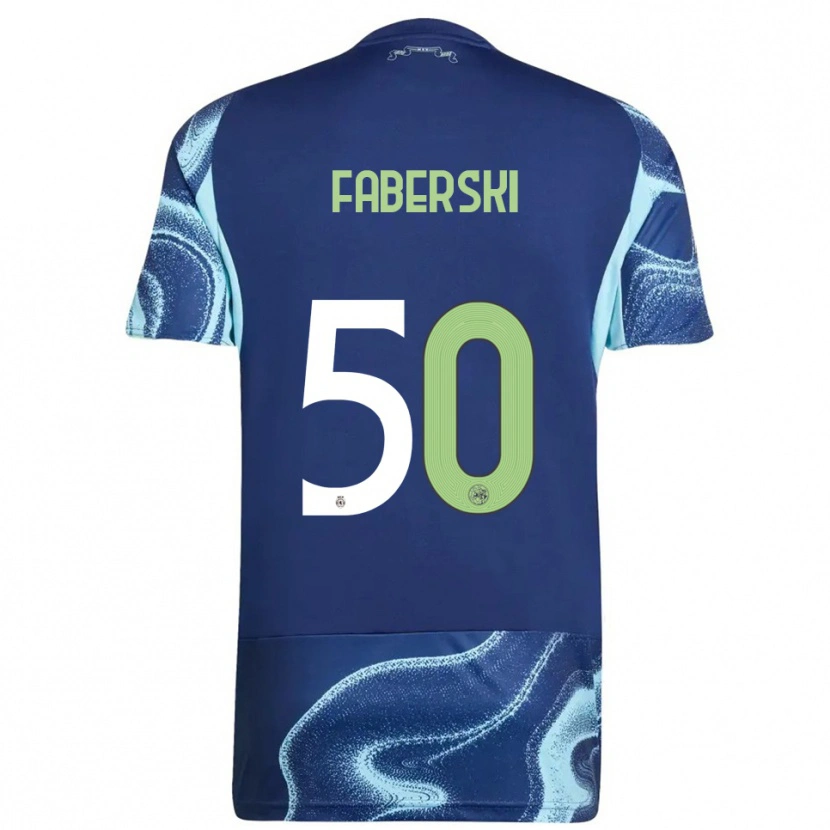 Danxen Criança Camisola Jan Faberski #50 Marinho Azul Celeste Alternativa 2025/26 Camisa