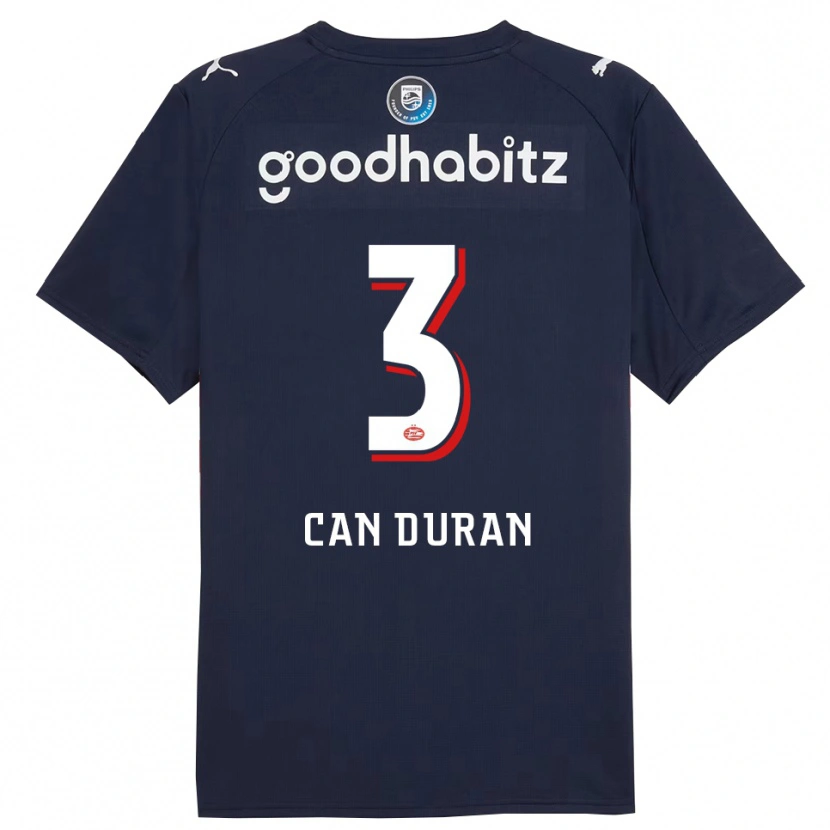Danxen Criança Camisola Emre Can Duran #3 Marinho Branco Alternativa 2025/26 Camisa