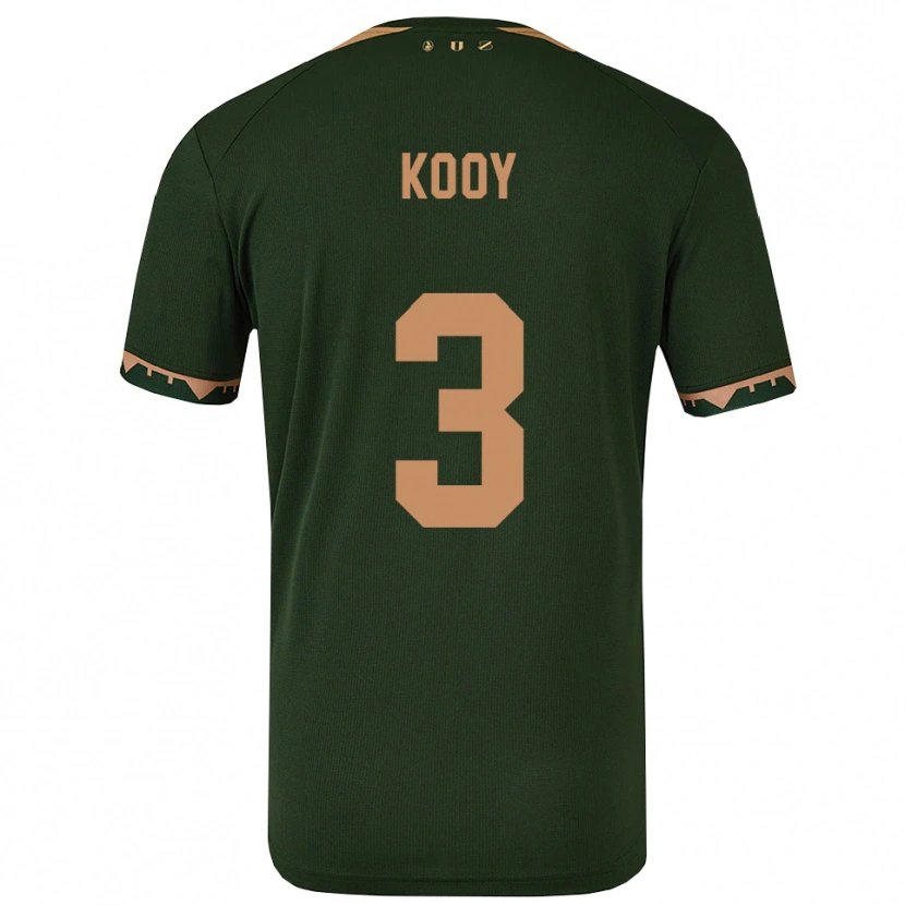 Danxen Criança Camisola Wessel Kooy #3 Verde Dourado Alternativa 2025/26 Camisa